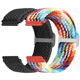 Acortjl Braided Solo Loop Watch Band - Choice of Width -18mm 20mm 22mm, Quick Release Braided Replacement Wristband Nylon Stretchy Watch Straps for Men Women, 2PCS