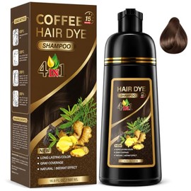 Hair Dye Shampoo 4 en 1 Fórmula Suave Ingredientes Naturales(Marrón claro)
