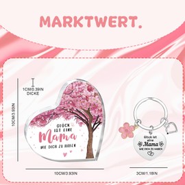 Scinzene Gifts for Mum, Mum Gifts, Heart-Shaped Sakura Tree and Keyring with Lucky Coins, for Mother's Day, Birthday and Christmas, beige
