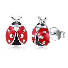 Sterling Silver Ladybug Earrings Women Cute Stud Earrings Graduation Birthday Christmas Jewelry Gifts