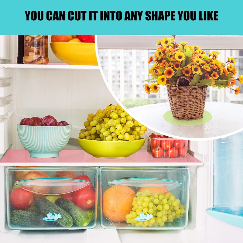 8 Pcs Refrigerator Liners Mats Washable, Refrigerator Mats Liner Waterproof