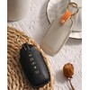 Hontumax Premium Leather 5-Button Key Fob Cover Case for Nissan