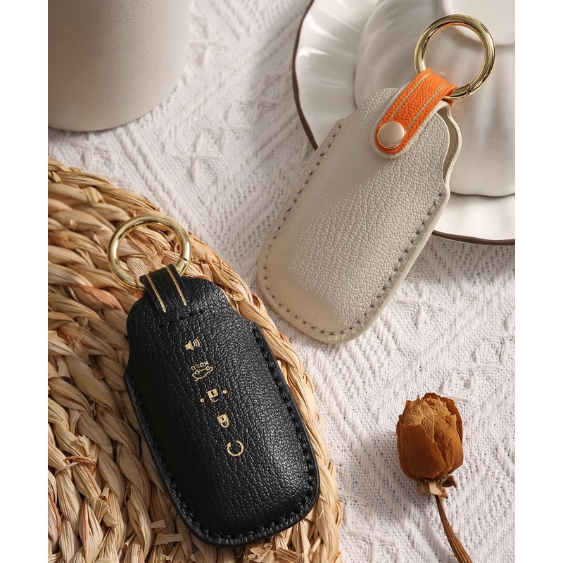 Hontumax Premium Leather 5-Button Key Fob Cover Case for Nissan