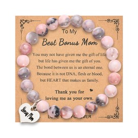 Bonus Mom Gifts from Daughter Son Mom Natural Stone Beaded Bracelets for Stepmom Stepmother Christmas Birthday Gifts for Mom Mother Thank You Bracelet for Mom Christmas Gifts for Women