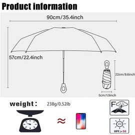 ZFQ Mini Umbrella, Travel Umbrella for Suitcase, Fabric Coating with UPF 50 Protection 99.9% Sun Protection, Compact, Foldable, Lightweight, Small, Portable, Backpack, Rain, Sun, Men, Women, Children,