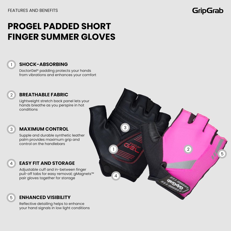 GripGrab ProGel 4mm DoctorGel Padded Short Finger Summer Cycling Gloves