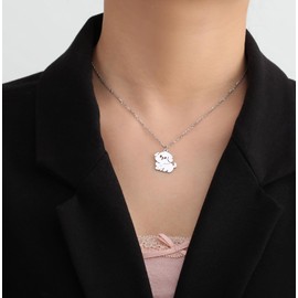 EUEAVAN Halskette mit süßem Katzenpfotenabdruck, Edelstahl, Gedenkgeschenk, Geschenk für Hundebesitzer, M, Edelstahl (silber)