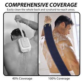 Peeling-Rückenschrubber für Dusche, 96,5 cm Rückenwäscher mit Griffen, Waschlappen, Körperpeeling, Badwerkzeug für den Einsatz in der Dusche, doppelseitiger Rückenwascher zur Tiefenreinigung Ihres