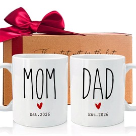 WFFW Mom and Dad Coffee Mugs Gifts for New Parents, 11oz Ceramic Couple Cups Est. 2026, Perfect for Expecting & First-Time Parents, Baby Shower & Gender Reveal (His & Hers Mugs) -248