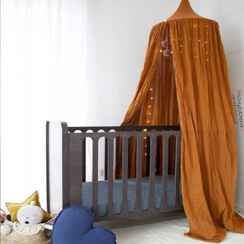 Brown Canopy Sheer Bedframe Mosquito Net Round Canopy House Decoration