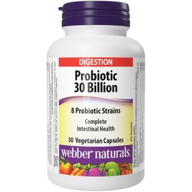 Webber Naturals Probiótico 30 mil millones, 8 cepas probióticas, 30 cápsulas                                                                          