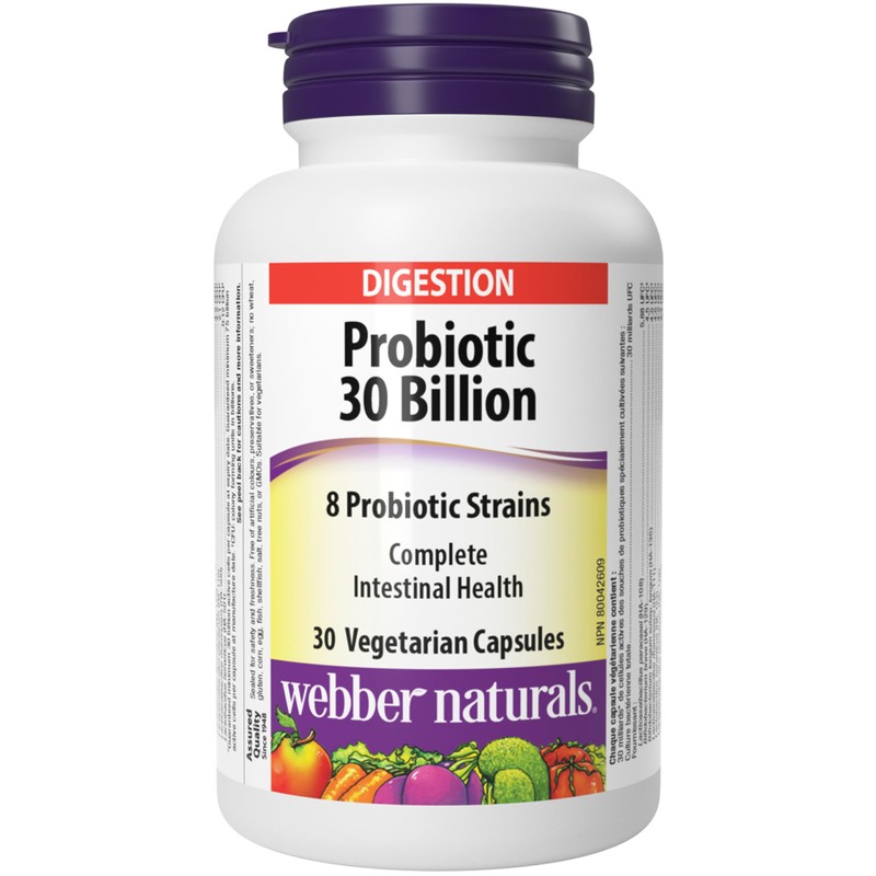 Webber Naturals Probiótico 30 mil millones, 8 cepas probióticas, 30