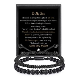 Birthday Gifts for Son Bracelet from Mom: Teen Stocking Stuffers To My Son Bracelet from Mother Son I Love You Gifts for Him - Special Gifts for Men Bracelets Christmas Anniversary Graduation Gifts