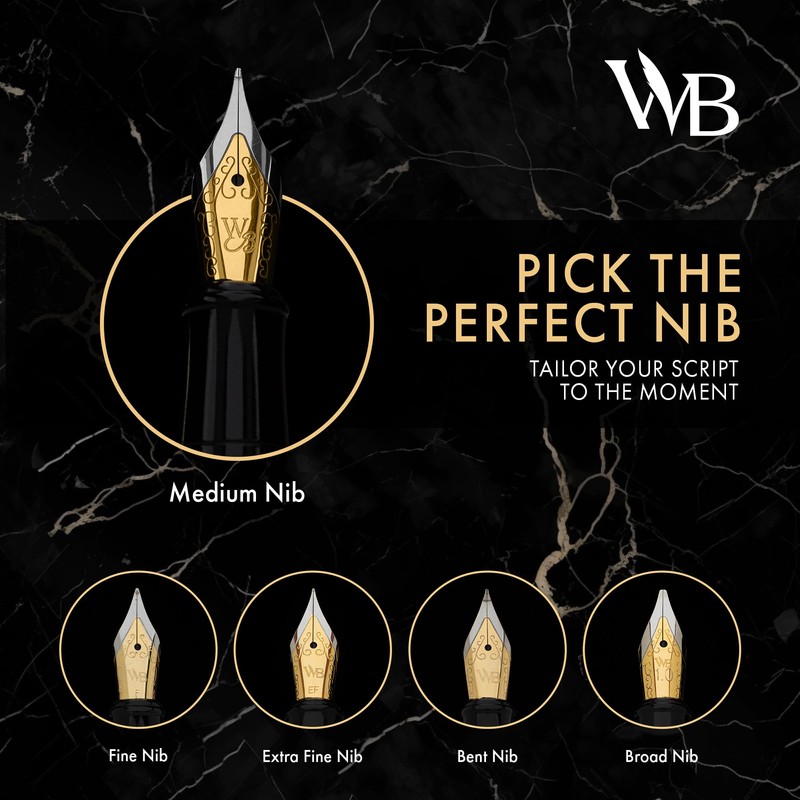 Wordsworth & Black Luxury Fountain Pen Set for Writing, Fine