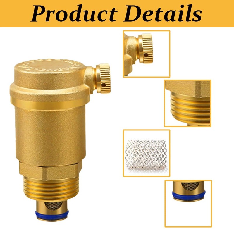 1Pcs Brass Automatic Bleed Valve, Air Vent Valve Brass Automatic
