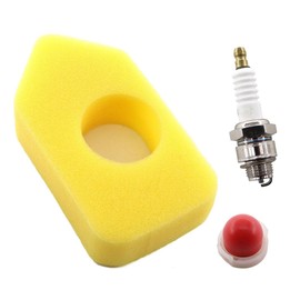 MCHNIC Air Filter with Spark Plug for Briggs & Stratton 3.5-4.5 HP Classic Sprint Quattro Engine 450-600 Series Replaces Air Filter 698369 4216 5086K 5088 5099, Primer Pump 694394 494408 4178 5099 84H