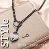 Ticome Women's Slip Chain Necklace Locker Key Heart O-Ring Black