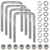 4 Set Stainless Steel Square U Bolt Kit for Boat