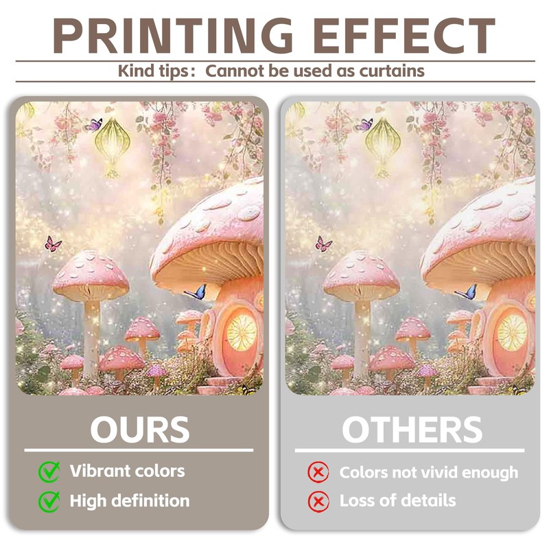 YCUCUEI 7x5ft Fabric Pink Mushroom House Forest Fairy Tale Backdrop