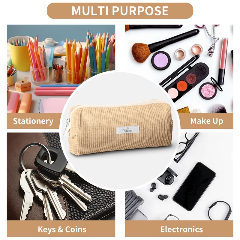 Purbert Pencil Bag Pen Case, Soft Corduroy Small Pencil Pouch