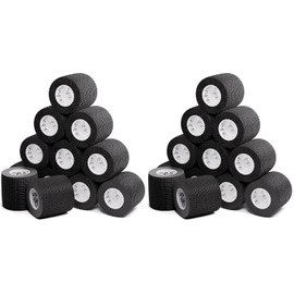 Black Self Adherent Cohesive Bandages 5cm x 4.5m Box of 12 - Uses Include Vet Wrap, Tape for Wrist and Ankle Sprains (Pack of 2)