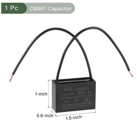 YOKIVE Ceiling Fan Capacitor CBB61, Metallized Polypropylene Film Capacitor Great for Fans Pumps Motors Running (3uF 250V AC 2 Wires 50/60Hz)