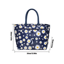 Elionless Insulated Lunch Bag, Portable Thermal Lunch Bags Cooler Bag Lunch Box Organizer Tote Bag for Women Adults Kids Girls Work School Picnic Camping Travel (A Daisy Navy)