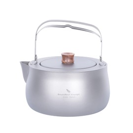 Boundless Voyage Ti3131D Camping BBQ Kettle, Titanium, 0.2 gal (0.8 L), Camping Kettle, Direct Fire, Outdoor Activities, Camping Equipment