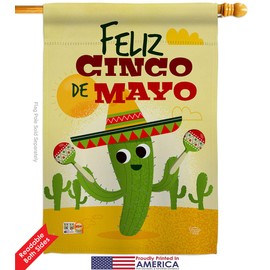 Ornament Collection S192058-BO Feliz Cinco de Mayo Country & Primitive Southwest Impressions Decorative Vertical House 28" X 40" Garden 13" X 18.5" Double Sided Flags Set Printed in USA Multi-Color