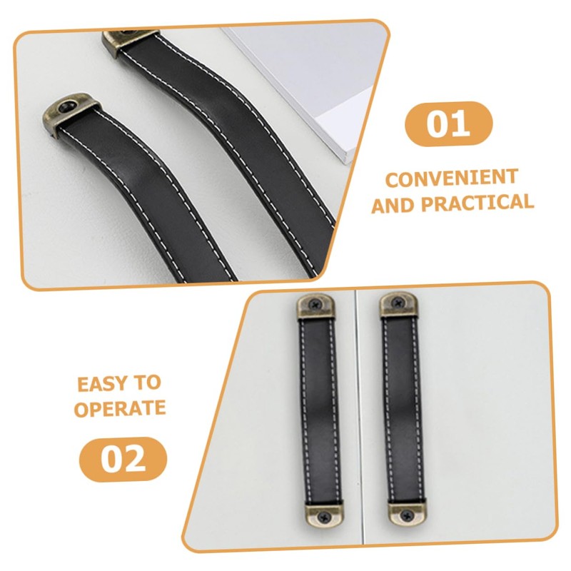 SOLUSTRE 6 Pcs Leather Handles Crate Leather Knobs Leather Drawer