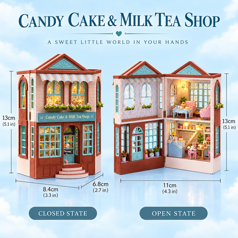 DIY Miniature House Kit with Furniture and LED Light, Wooden