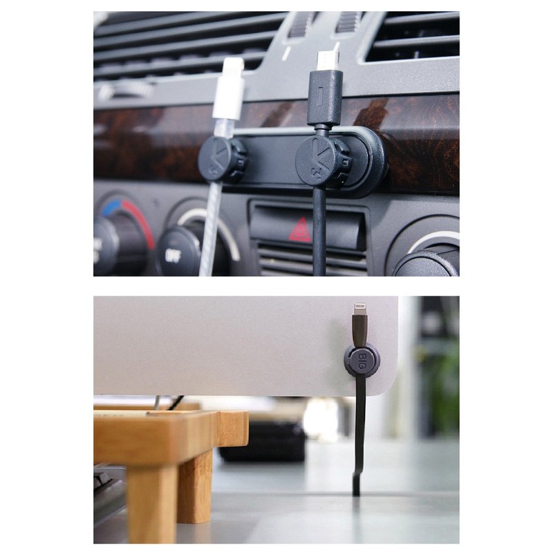 Hypersonic Black Cable Holder Universal Charging Wire Magnetic Clip Organizer