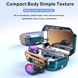 Fenpos Bluetooth 5.2 Wireless Earbuds, CVC8.0 Noise Cancel Headphones with Hi-Fi Stereo Audio, Touch Control Bluetooth Headphones, Waterproof Sport Earphones (1200mAh Black)