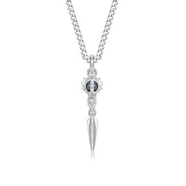 AWNL Hawk's Eye Stone Vajra Necklace for Men Natural Gemstone Premium Men’s Sterling Silver Pendant Necklace with Stainless Steel Chain Gift for Men 24 Inch