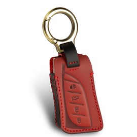 for Lexus Leather Key Fob Cover with Keychain,Leather Key Case Full Protector Compatible with ES LS LC UX NX RX GX TX LX (RED)