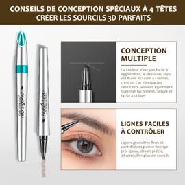 Flüssiger Augenbrauenstift, Augenbrauenstift, Tattoo, 4 Punkte, Microblading, wasserdicht, langlebig, natürlich, Augenbrauenstift, professionell, natürlich (Dunkelbraun 02#)