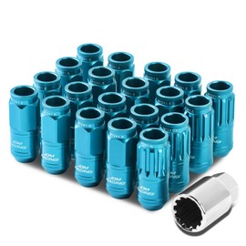 M12 x 1.5 Open End Design 16-Piece Aluminum Alloy Wheel Lug Nuts + 4 x Lock Nut + 1 x Lock Nut Key (Light Blue)