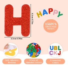 Tucnoeu 156pcs Self-Adhesive Alphabet Letters Foam Stickers,Glitter Letter Stickers for Crafts Supplies Classroom Birthday Party Decorations
