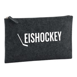 Huuraa Kulturbeutel Eishockey Hockey Geschenk 1 Liter Charcoal Filz Eishockey Geschenkidee