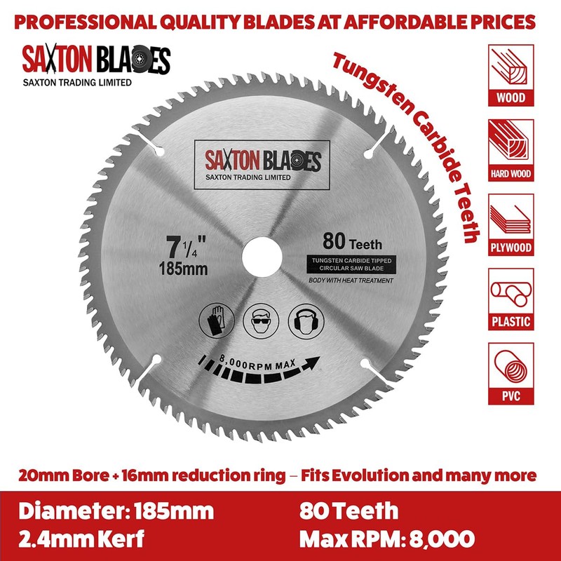 TCT Circular Saw Blades 185mm x 40 & 80T x