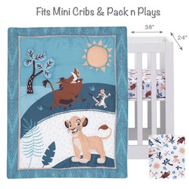 Lambs & Ivy (LAMCR) Lion King Adventure 3-Piece Mini Crib Bedding Set, Blue (790020)