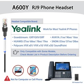Arama Yealink Headset with Microphone Noise Cancelling, RJ9 Telephone Headsets for Office Phones Compatible with Yealink T20P T21P T26P T23G T46G T48G T42S T46S Avaya 1608 9608 9611 Grandstream Phones