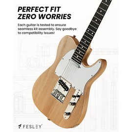 Fesley DIY Electric Guitar Kit with Mahogany Body/Maple Neck, Electric Guitars for Adults with 6 Strings, DIY Guitar Kit with Purpleheart Fretboard, Beginner Guitar with SS Pickups, TC Style, Natural