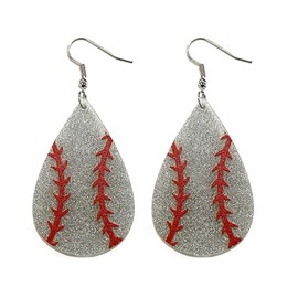 Unique Glitter Sport Acrylic Earrings for Women Friends Sport Fans Games Day Earrings Shiny Baseball Volleyball Dangle Jewelry Gift -Baseball