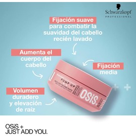 OSIS - Pump Up Pasta de Volumen Multiusos 85 ml, Pasta de Acabado, Fijación Ligera, Textura Instantánea, Volumen Duradero y Elevación de Raíz, Aumenta el Cuerpo del Cabello