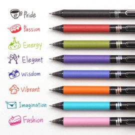 WRITECH Retractable Gel Ink Pens: Multi Colored 0.7mm Medium Point Colorful Click Pen for Smooth Writing Journaling Drawing Notetaking No Bleed & Smear & Smudge 8ct Vibrant Assorted Colors