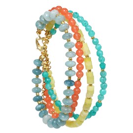 ZOSOJONA Boho Bracelets 4 Layered Natural Stone Agate Turquoise Crystals Beaded Bracelet for Women Teen Girls Birthday Jewelry Gifts, Large, Agate, African turquoise, Amethyst, Crystal, 18k Gold