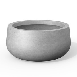 Kante 15.7 Inch-Dia Round Concrete Bonsai Planter with Drainage Hole, Large Plant Pot for Indoor Outdoor Plants, Suitable for Patio, Garden, Home, Concrete Gray