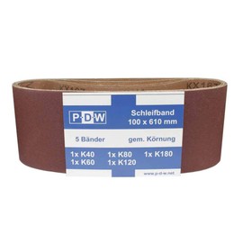 10 Sanding Belts 100 x 610 mm Sanding Belt Set Various Grit K40/K60/K80/K120/K180 for Belt Sanders │ P-D-W®