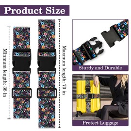 Luggage Straps for Suitcases TSA Approved, Luggage Identifiers for Suitcase, Adjustable Suitcase Strap for Baggage Security with Cute Patten, Travel Necessary Accessories 2Pack (Color Retro)